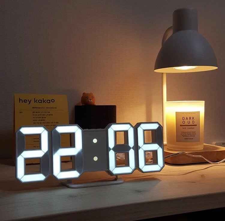 ساعة حائط رقمية LED ثلاثية الابعاد منبه التاريخ ودرجة الحرارة جودة عالية