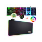 iboga gamer pack rgb led keyboard + rgb led mouse + XXL RGB mat with sticker