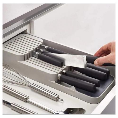 In-Drawer Knife Block Holds Kitchen Drawer Organizer Tray