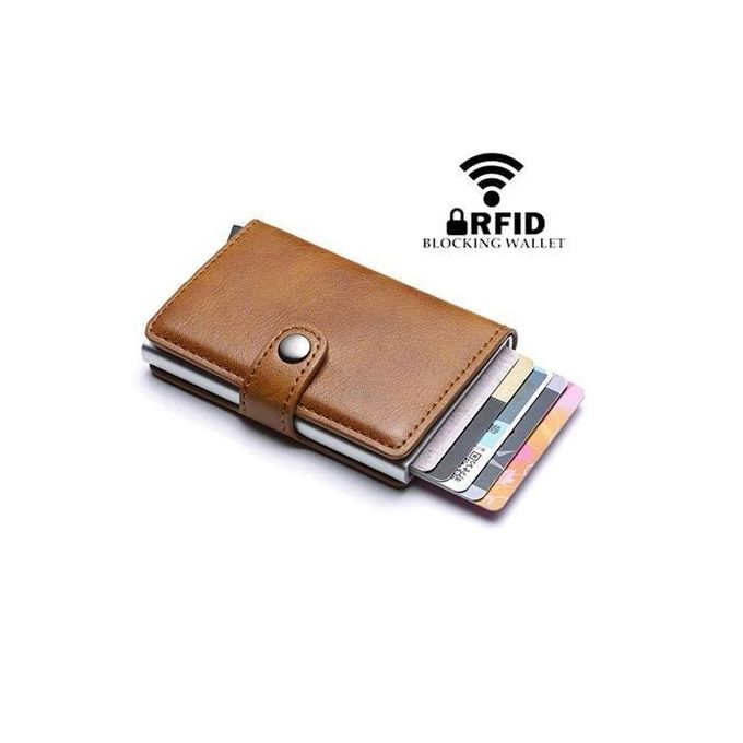Porte-cartes de crédit Portefeuille Protection détournement de données marron