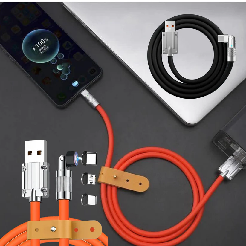 Câble de charge magnétique Câble USB rotatif universel (Micro/USB C/iPhone)